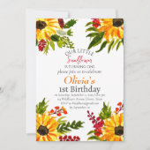 Invitation Fleurs de soleil 1er premier anniversaire fille Pa (Devant)
