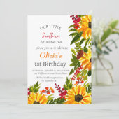 Invitation Fleurs de soleil 1er premier anniversaire fille Pa (Debout devant)