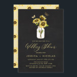 Invitation Fleurs de soleil à Mason Jar Wedding shower de tab<br><div class="desc">Famille Invitation et amis à votre wedding shower avec cette invitation florale fantaisiste. Il présente des tournesols en bocal de mason, des papillons et des motifs floraux de tournesols assortis sur arrière - plan de tableau de bord faux. Personnalisez cette invitation rustique en y ajoutant les noms, la date, l'heure,...</div>