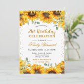 Invitation Fleurs de soleil aquarelle et Parties scintillant (Debout devant)