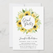 Invitation Fleurs de soleil aquarelle fête de graduation (Devant)