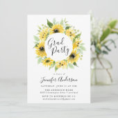 Invitation Fleurs de soleil aquarelle fête de graduation (Debout devant)