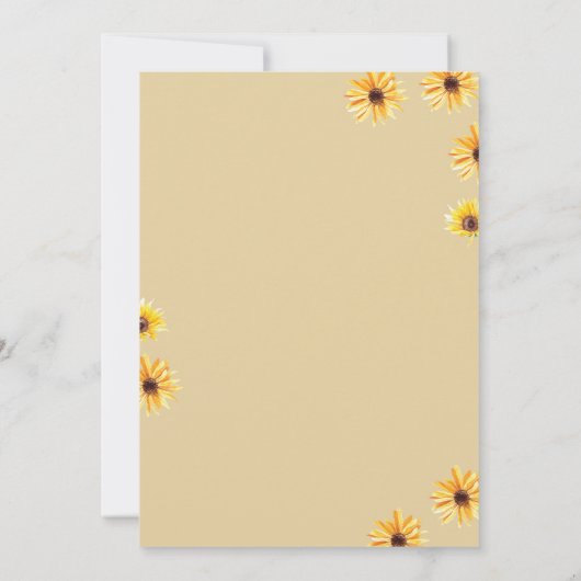 Invitation Fleurs de soleil aquarelle n'est-elle pas un anniv (Dos)