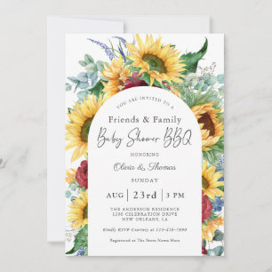 Invitation Fleurs de soleil Automne Floral Baby shower famili