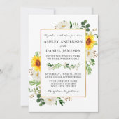 Invitation Fleurs de soleil blanc Mariage (Devant)