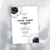 Invitation Fleurs de soleil blanches noires Litha Summer Sols