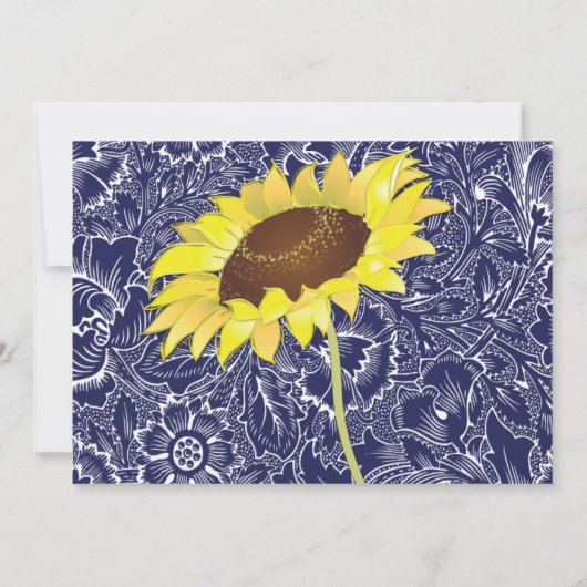 Invitation Fleurs de soleil bleues et jaunes royales Enregist (Dos)