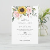 Invitation Fleurs de soleil Blush Floral Greenery Romantique  (Debout devant)