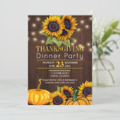 Invitation Fleurs de soleil citrouilles Grange rustique Bois  (Debout devant)