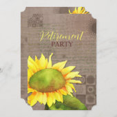 Invitation Fleurs de soleil couleur aquarelle Parti de retrai (Devant / Derrière)