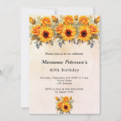 Invitation Fleurs de soleil d'anniversaire verdure rustique j (Devant)