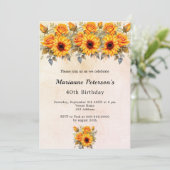 Invitation Fleurs de soleil d'anniversaire verdure rustique j (Debout devant)