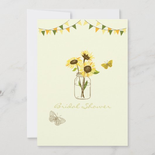 Invitation Fleurs de soleil dans Mason Jar avec des papillons (Dos)