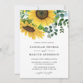 Invitation Fleurs de soleil d'aquarelle et Mariage d'eucalypt (Devant)