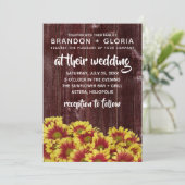 Invitation Fleurs de soleil d'automne rustiques sur Mariage d (Debout devant)