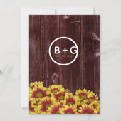 Invitation Fleurs de soleil d'automne rustiques sur Mariage d (Dos)