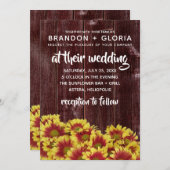 Invitation Fleurs de soleil d'automne rustiques sur Mariage d (Devant / Derrière)