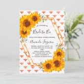 Invitation Fleurs de soleil de la douche nuptiale rose or bla (Debout devant)