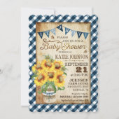 Invitation Fleurs de soleil de pays En vichy Check Boy Baby s (Devant)