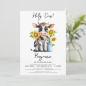 Invitation Fleurs de soleil de vache mignonne Moderne Ferme s (Debout devant)