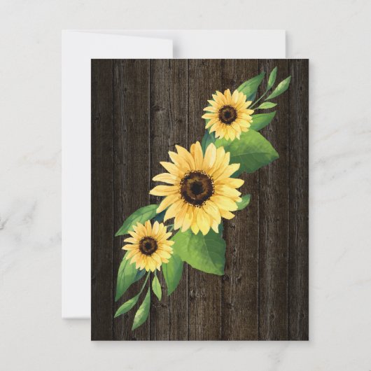 Invitation Fleurs de soleil d'éléphant rustique illumine le B (Dos)