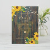 Invitation Fleurs de soleil d'été FÊTE DES MARIÉES en bois ru (Debout devant)