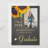 Invitation Fleurs de soleil dorées Fête de graduation de coll (Devant)