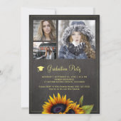 Invitation Fleurs de soleil dorées Fête de graduation de coll (Dos)