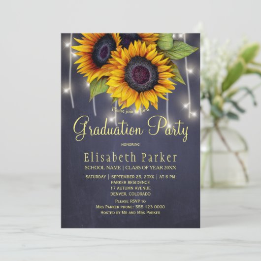 Invitation Fleurs de soleil dorées Fleurs de soleil rustiques (Debout devant)