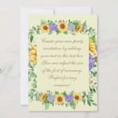 Invitation Fleurs de soleil élégantes et Hydrangées bleues (Devant)