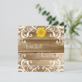 Invitation Fleurs de soleil en bois de grange et montre nupti (Debout devant)