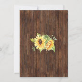 Invitation Fleurs de soleil en bois rustique (Dos)