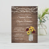 Invitation Fleurs de soleil en bois rustique Mariage de jarre (Debout devant)