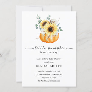 Invitation Fleurs de soleil en Citrouille Baby shower d'autom