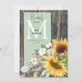Invitation Fleurs de soleil en fleur Fête des mariées rustiqu (Devant)