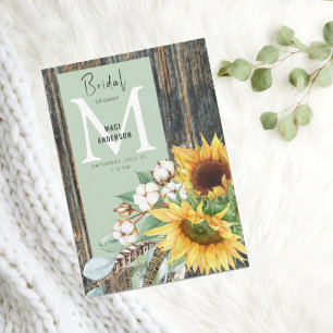 Invitation Fleurs de soleil en fleur Fête des mariées rustiqu