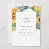 Invitation Fleurs de soleil en fleurs Mariage blanc (Devant)