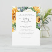 Invitation Fleurs de soleil en fleurs Mariage blanc (Debout devant)