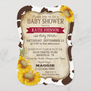 Invitation Fleurs de soleil et Baby shower d'impression de va