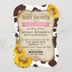 Invitation Fleurs de soleil et Baby shower d'impression de va