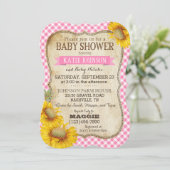 Invitation Fleurs de soleil et Baby shower En vichy (Debout devant)