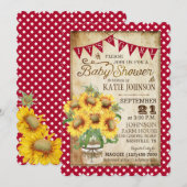 Invitation Fleurs de soleil et Baby shower En vichy (Devant / Derrière)
