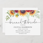 Invitation Fleurs de soleil et Brunch Rose avec douche de mar (Devant / Derrière)