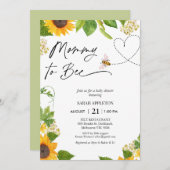 Invitation Fleurs De Soleil Et Coeurs Maman À Être Baby showe (Devant / Derrière)