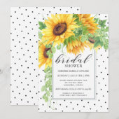 Invitation Fleurs de soleil et Fête des mariées florale Pois (Devant / Derrière)