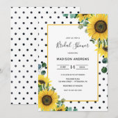 Invitation Fleurs de soleil et Fête des mariées pois (Devant / Derrière)