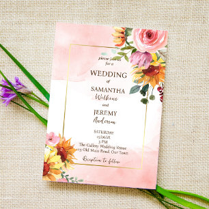 Invitation Fleurs de soleil et roses roses roses invite de ma