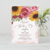 Invitation Fleurs de soleil et Roses rouges de Bourgogne Mari (Debout devant)