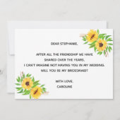 Invitation Fleurs De Soleil Floral Jaune Serez-Vous Ma Femme (Dos)