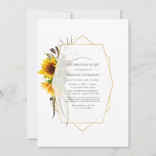 Invitation Fleurs de soleil géométriques rustiques Célébratio (Devant)